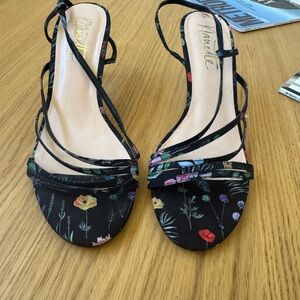 Nanette Lepore Black Floral Strappy Sandals